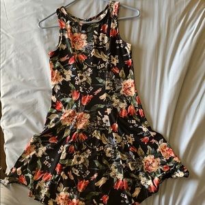 Black skater dress with Hawaiian print
